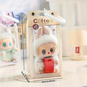 1pc LABUBU Storage Box with Transparent Dustproof Bag and Spring Keychain - High-Quality Clear Plastic Display Case Suitable for LABUBU, CRYBABY, and Winter Rhapsody Plush Toys - Collector's Gift Toy Storage Box Visible Content Design