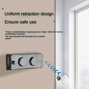 [Popular Choice] Adjustable 5.1m Stainless Steel Retractable Double Line Clothesline - Durable Indoor Invisible Roll-Up Drying Rope with Ant