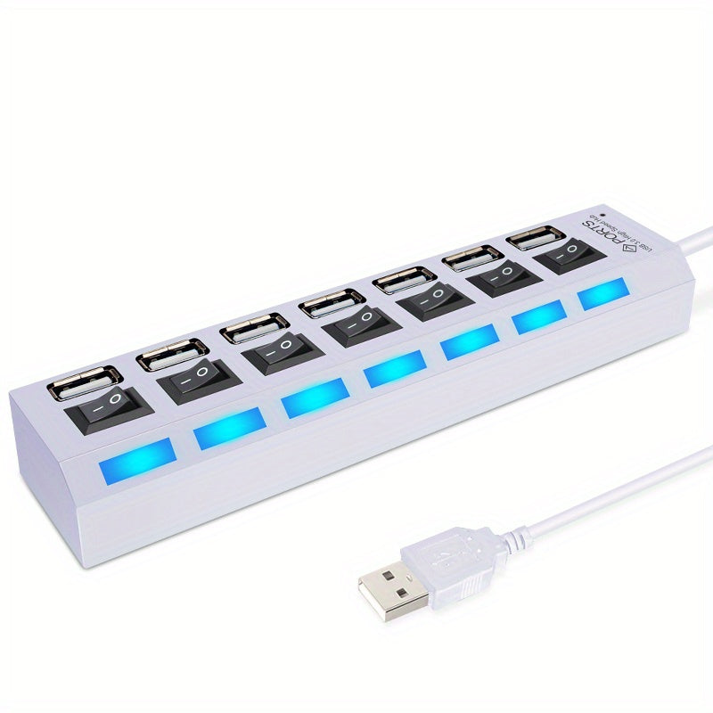 High Speed 4/7 Ports USB HUB 2.0 Adapter Expander Multi USB Splitter Multiple Extender With LED Lamp Switch For PC Laptop