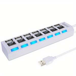 High Speed 4/7 Ports USB HUB 2.0 Adapter Expander Multi USB Splitter Multiple Extender With LED Lamp Switch For PC Laptop