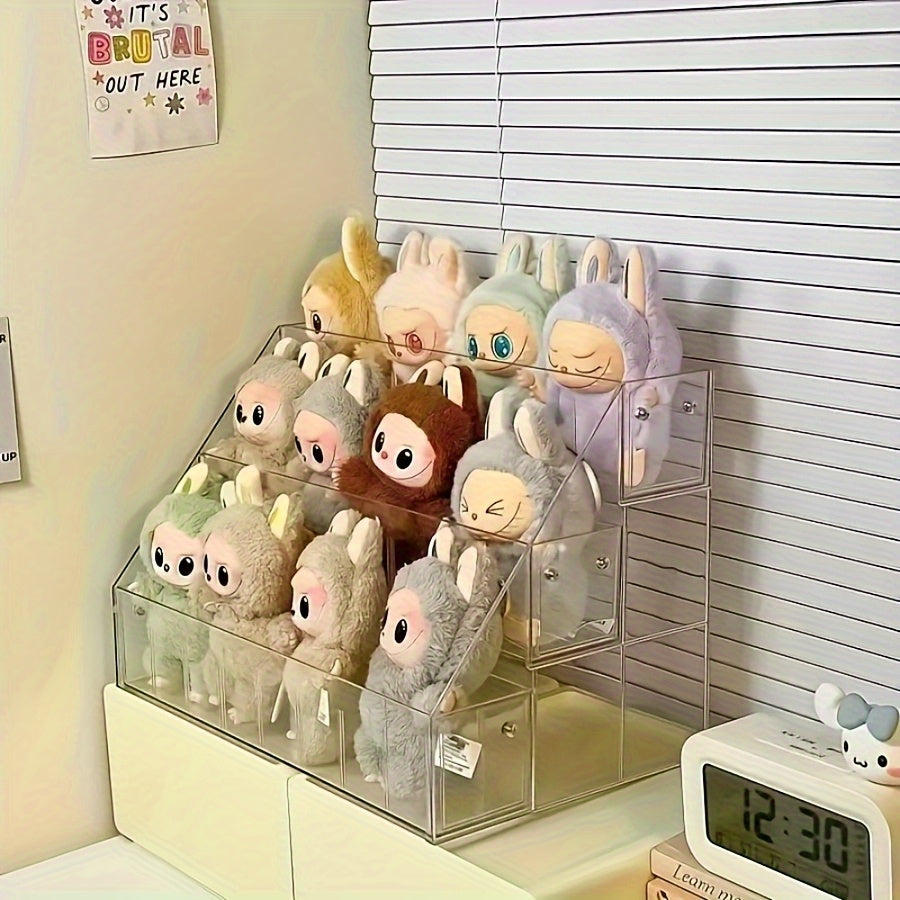 LABUBU Acrylic Plush Toy Display Case - Adjustable Transparent Storage Box, Multi-Layer Shelves, Durable ABS Resin, Sturdy and Safe for Collectibles Organization & Home Decor 2025