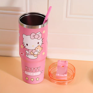 Sanrio 900ML Insulated Water Bottle: Leakproof & Shatterproof – Perfect for Outdoor, Office, and Home with Hello Kitty Design