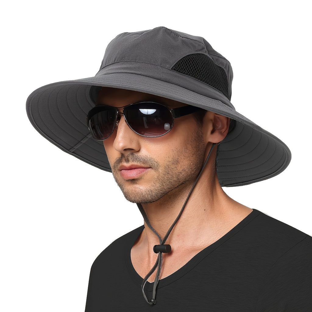 1pc Unisex Sun Hat, Wide Brim Bucket Hat Packable Boonie Hat For Fishing Hiking Gardening Safari Beach