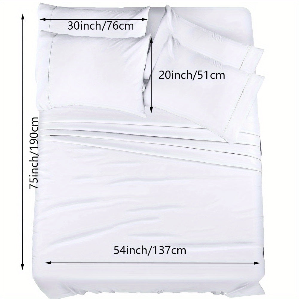 4/6pcs Luxury Cool Fitted Sheet Set, Wrinkle, Fade, Mattress Cover with Deep Pocket, Soft Comfortable Breathable Bedding Set, for Bedroom Hotel (1*Flat Sheet + 1* Fitted Sheet + 2/4*Pillowcases, Without Core)