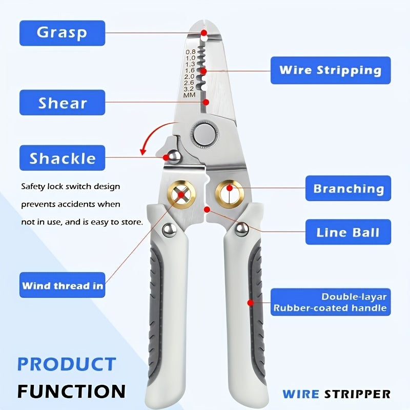 1pc Wire Stripping Pliers Multifunctional Electrician Pliers Split Wire Winding Stripping Pliers Crimping Pliers Stripping Pliers Hardware T