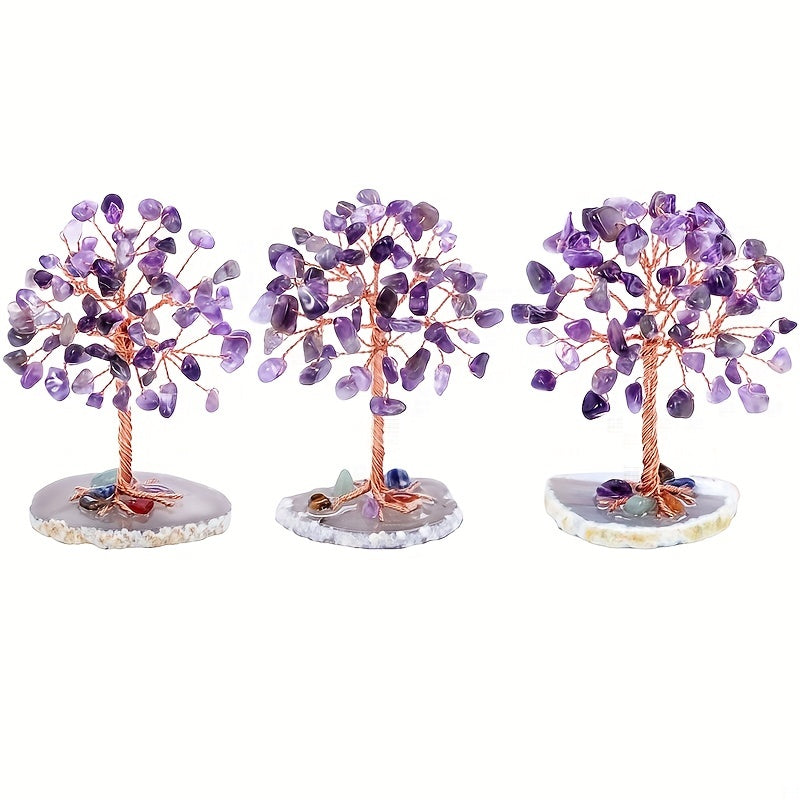 1PC Natural Crystal Tree: Enhance Health & Luck with Seven Chakra Energy - Random Base Gift