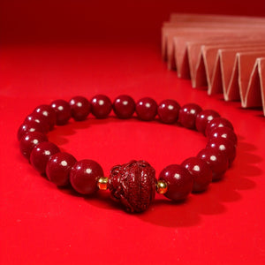 1pc Cinnabar Bracelet, Dragon Year Spring Festival Jewelry For Men And Women, Couple Best Gift