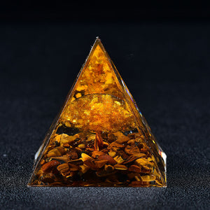 2.36‘’ Tiger Eye Tree of life Orgone Pyramid Healing Meditation Crystal Energy