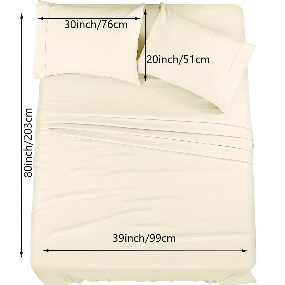4/6pcs Luxury Cool Fitted Sheet Set, Wrinkle, Fade, Mattress Cover with Deep Pocket, Soft Comfortable Breathable Bedding Set, for Bedroom Hotel (1*Flat Sheet + 1* Fitted Sheet + 2/4*Pillowcases, Without Core)