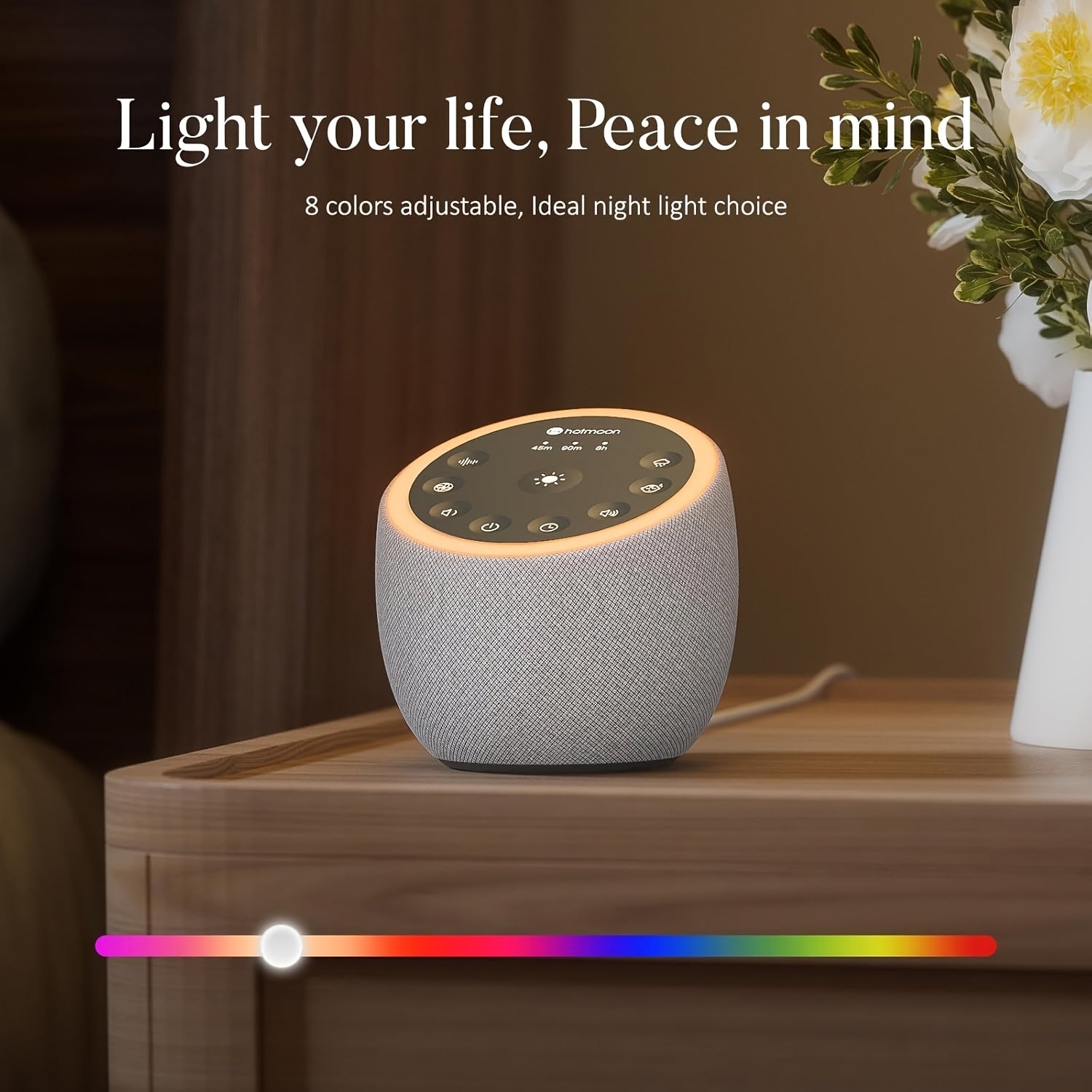 40 Soothing Sounds Cocoon Plus USB White Noise Machine - 32-Level Adjustable Volume, 8-Color Night Light, 4 Timers, Memory Function - Sleek Design, Plug-In, Sound Tool for Sleep, Yoga, Meditation