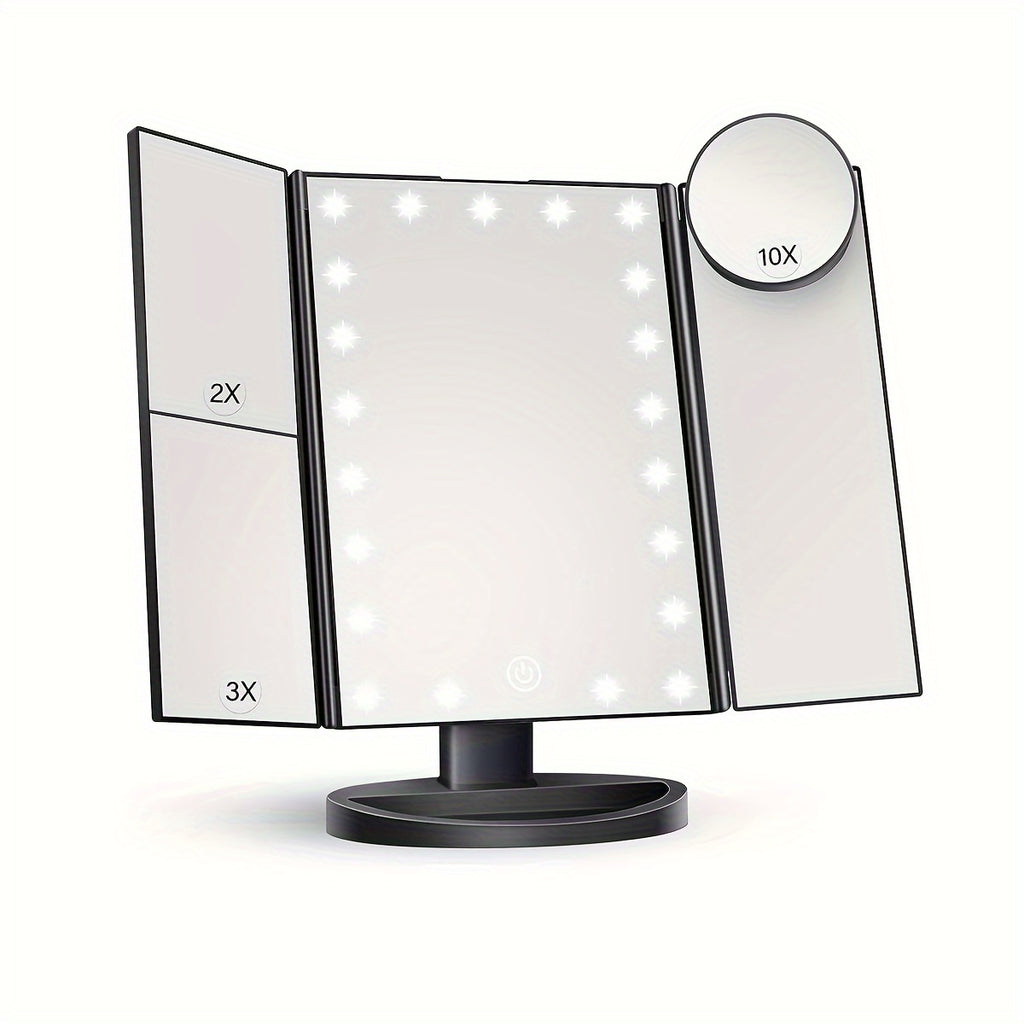 Wedding Season Makeup Mirror, Makeup Table with Lighted Makeup Mirror, 2X 3X 10X Magnification, Touch Screen, Triple Foldable Makeup Mirror,