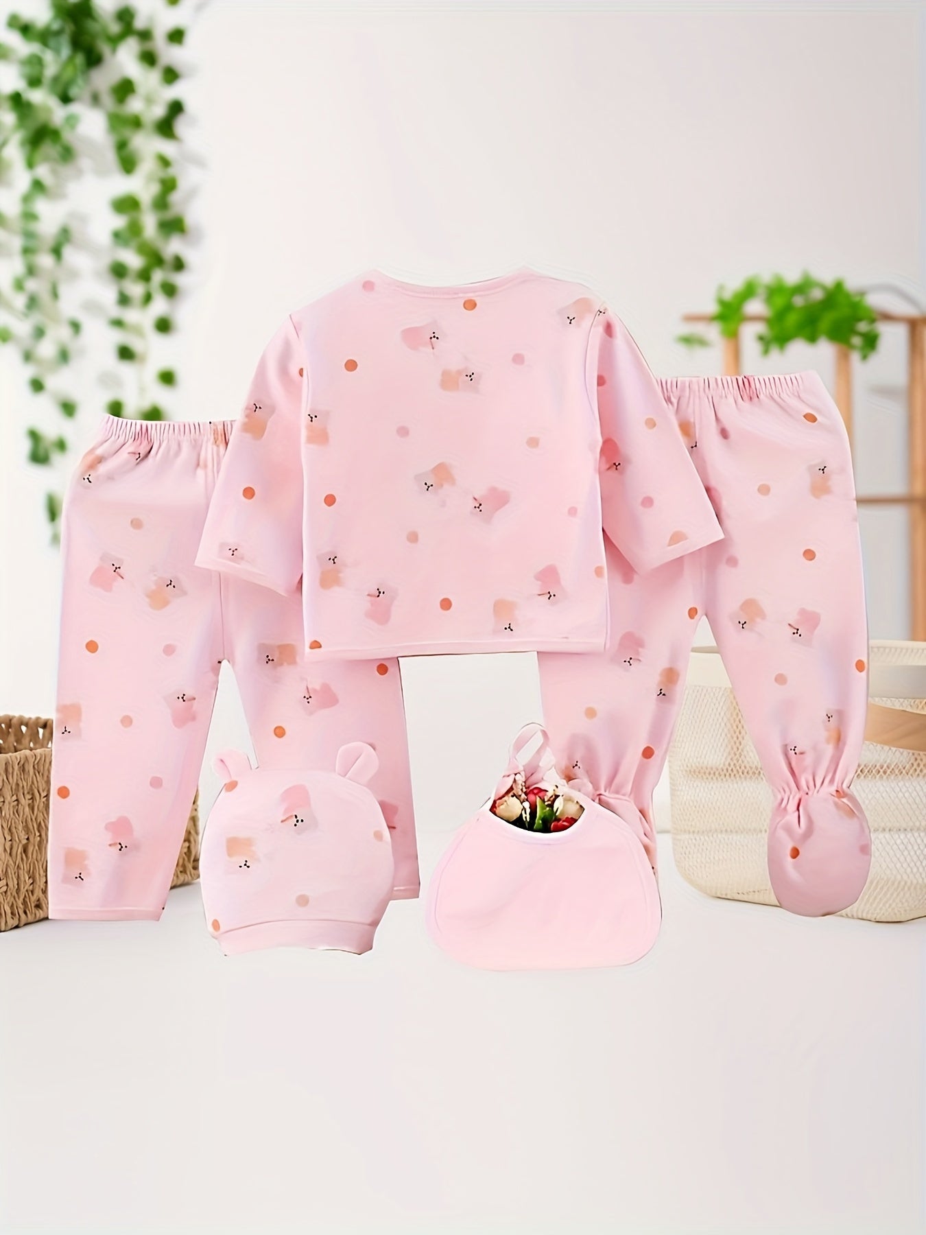 Baby Five-Piece Clothing Set Pure Cotton Soft Clothes Pants Hat Multi-Piece Set Gift Baby Clothing 0-3 Months Baby Clothing Boys And Girls Baby Clothes