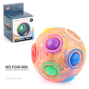 1pc Rainbow Puzzle Ball Fidget Ball, Decompression Stress Relief Fidget Toy For Adults Kids, 12-hole Mixed Color Magic Ball Toy