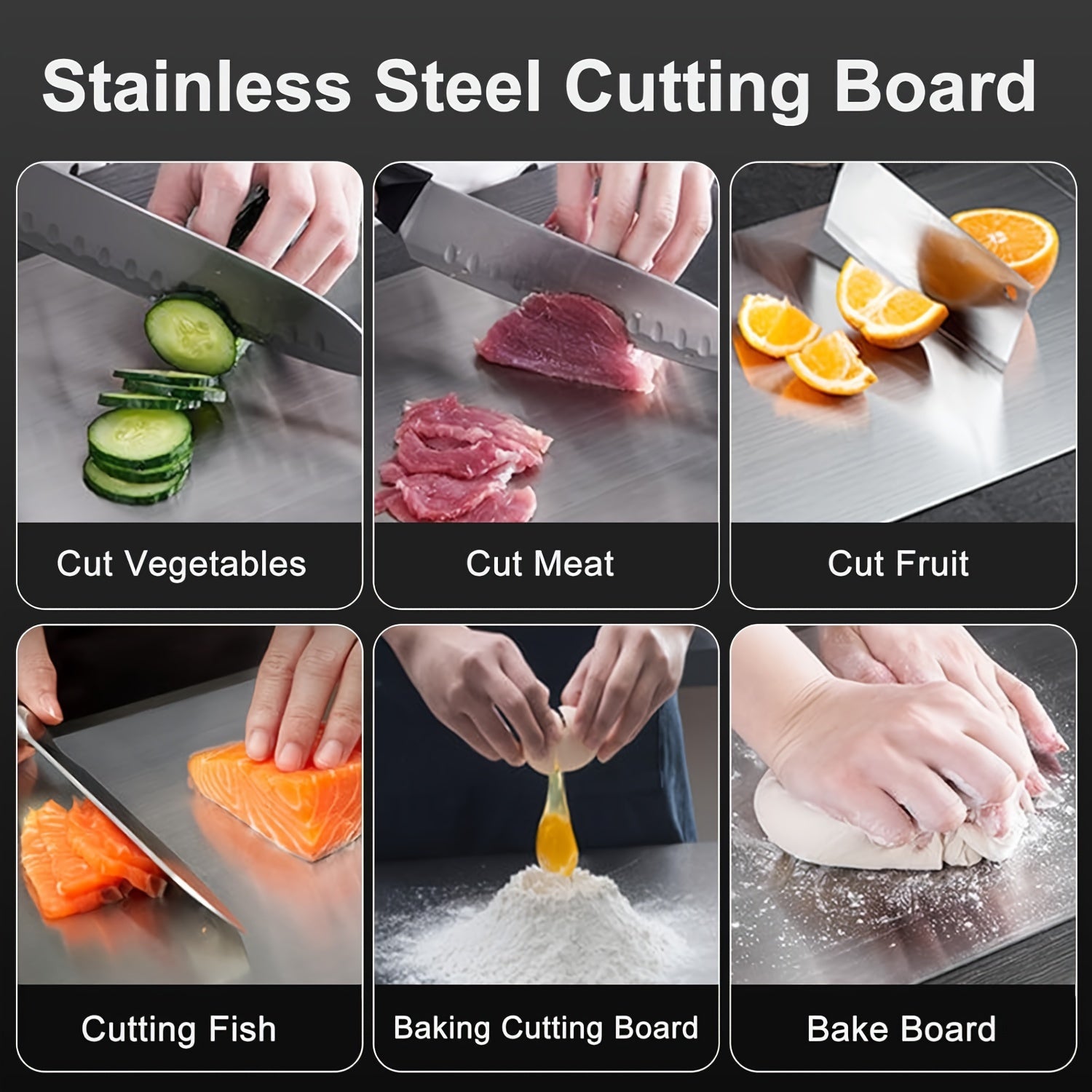 High-grade stainless steel double-sided cutting board - Food grade, retains the original flavor without damaging the knife, multiple sizes available