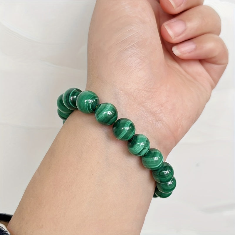 1pc Trendy Minimalist Green Beaded Bracelet For Men For Daily Decoration, Gift For Family And Friends, Holiday Birthday Gift For Boyfriends