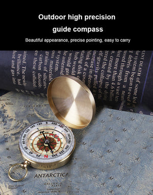 1pc Waterproof Luminous Compass Camping Hiking Brass Compass Portable Compass Navigation Outdoor Survival Emergency Tool