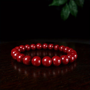 1pc Natural Raw Mineral Cinnabar Bracelet Simple Bracelet Beaded Bracelet