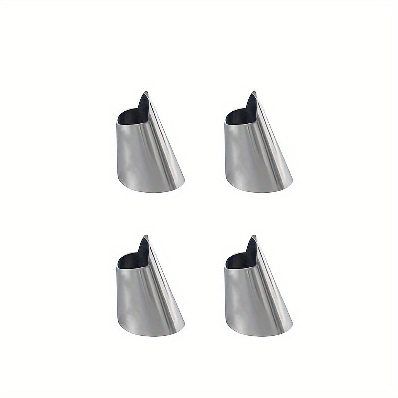 4pcs Stainless Steel Finger Protector for Vegetable Picking, Garlic Peeling, and Edamame Pinching