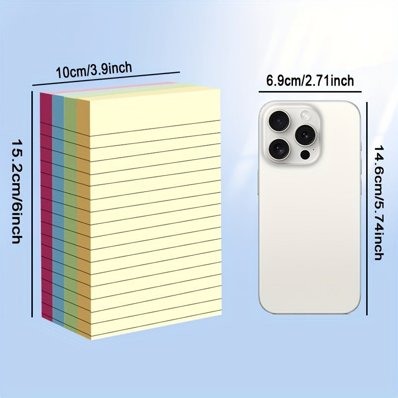 Color-Coded 100-Sheet Sticky Note Pads - Oblong, Portable Memo Blocks for Office, School, Home