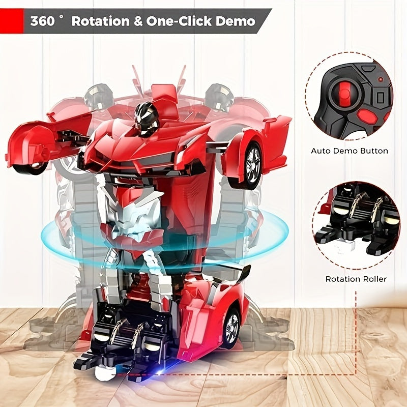 [Transforming Remote Control Car] 1:18 Scale Transforming Remote Control Car Robot - 360°Rotating Drifting, One-Button Deformation - Christmas Gift, Birthday Gift, Halloween Gift