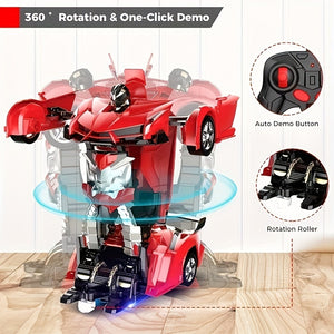 [Transforming Remote Control Car] 1:18 Scale Transforming Remote Control Car Robot - 360°Rotating Drifting, One-Button Deformation - Christmas Gift, Birthday Gift, Halloween Gift