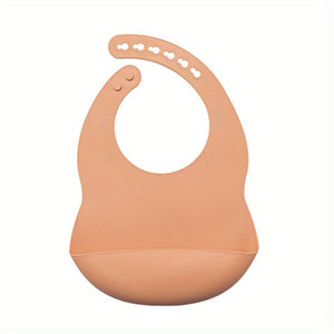 1pc Baby Soft Bib, Simple Plain Color Blank Pattern Adjustable Size Silicone Bib For 1 Year Old + ,Christmas, Halloween, Thanksgiving Day Gi