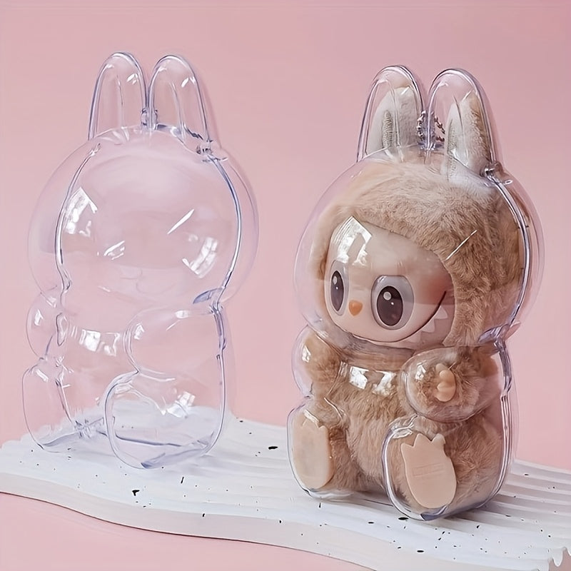 LABUBU Plush Doll Transparent Bag Keychain, Hanging Display Cabinet, Protective Cover, Plastic PVC Storage Box, Suitable for Second-Generation Sitting Parties