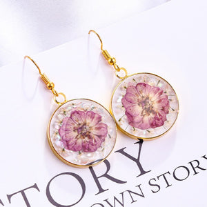 Real Flower in Resin Earrings for Women