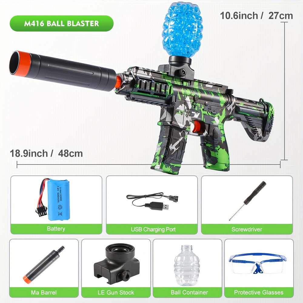 Exciting Electric Ball Blaster Toy For Kids And Adult High-Speed, Metallic Finish, Rechargeable With Safety Goggles