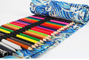 Japanese-Style Cotton & Linen Pencil Bag: 12-72 Holes, Large Capacity, Perfect for Color Pencil Sketching!