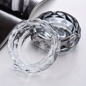 1pc Transparent Household Ashtray, Room Tobacco Plate, Glass Transparent Classic Round Small Ashtray Dish, For Home Room Living Room Office