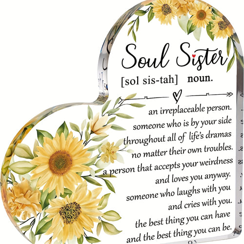 1pc, Birthday Gifts For Sister Friend - Thank You Gift For Women Friend Sister, Acrylic Soul Sister Plaque, Cute Birthday Gifts From Sister, Happy Birthday Sister Gift From Sister