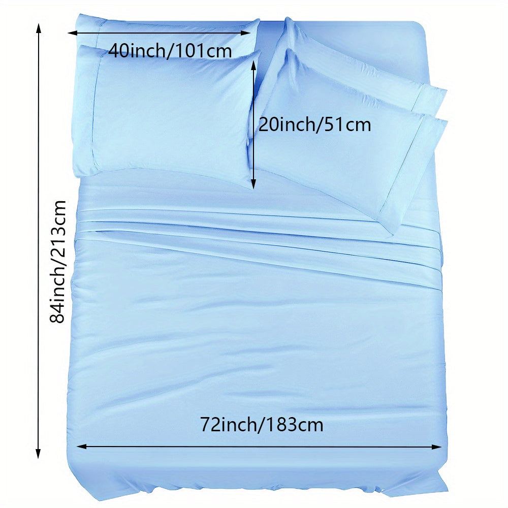 4/6pcs Luxury Cool Fitted Sheet Set, Wrinkle, Fade, Mattress Cover with Deep Pocket, Soft Comfortable Breathable Bedding Set, for Bedroom Hotel (1*Flat Sheet + 1* Fitted Sheet + 2/4*Pillowcases, Without Core)