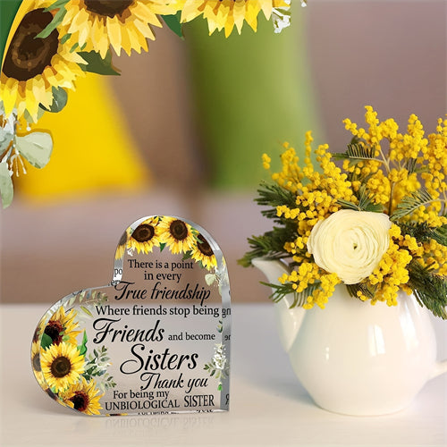 1pc, Friends Gifts For Women Friendship Bestie Woman Best Sunflower Flower Gift Unbiological Sister Christmas Birthday Thank You Acrylic, Home Decor, Room Decor, Scene Decor, Office Decor