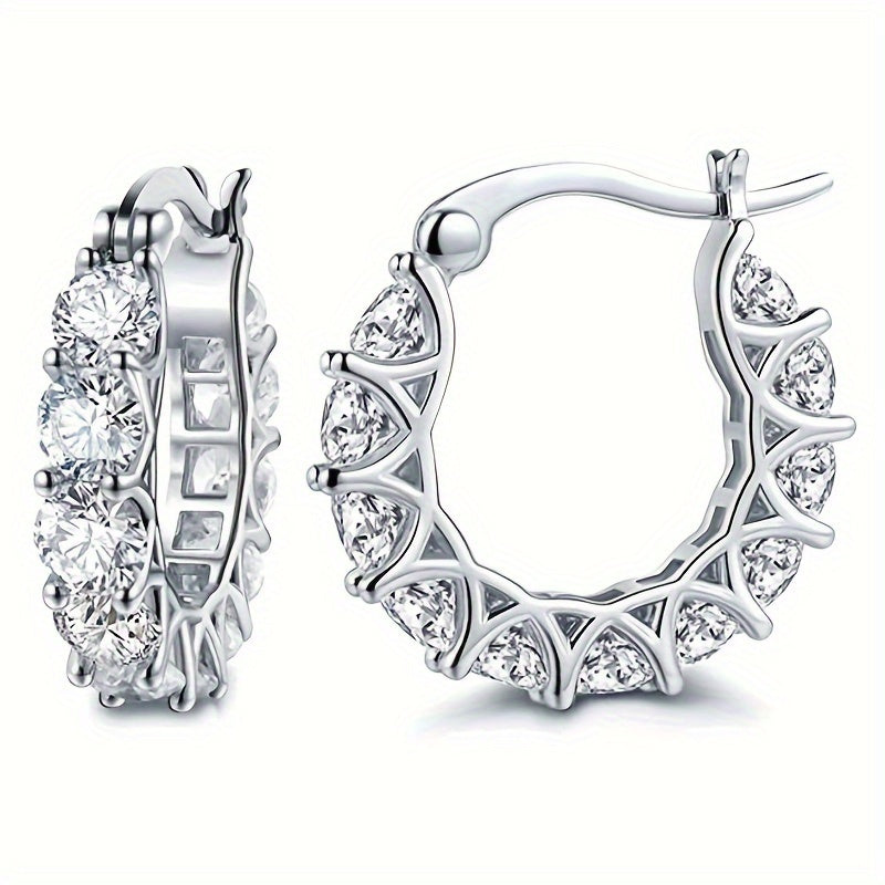 READKISS Women's Luxury Hoop Earrings with Cubic Synthetic Zirconia Crystals - April Birthstone Jewelry, Nickel-Free Copper Golden-Tone Flor