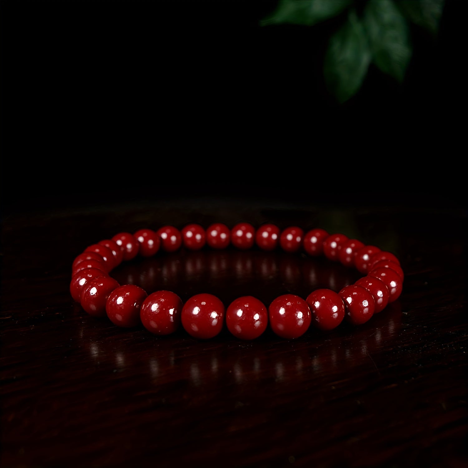 1pc Natural Raw Mineral Cinnabar Bracelet Simple Bracelet Beaded Bracelet