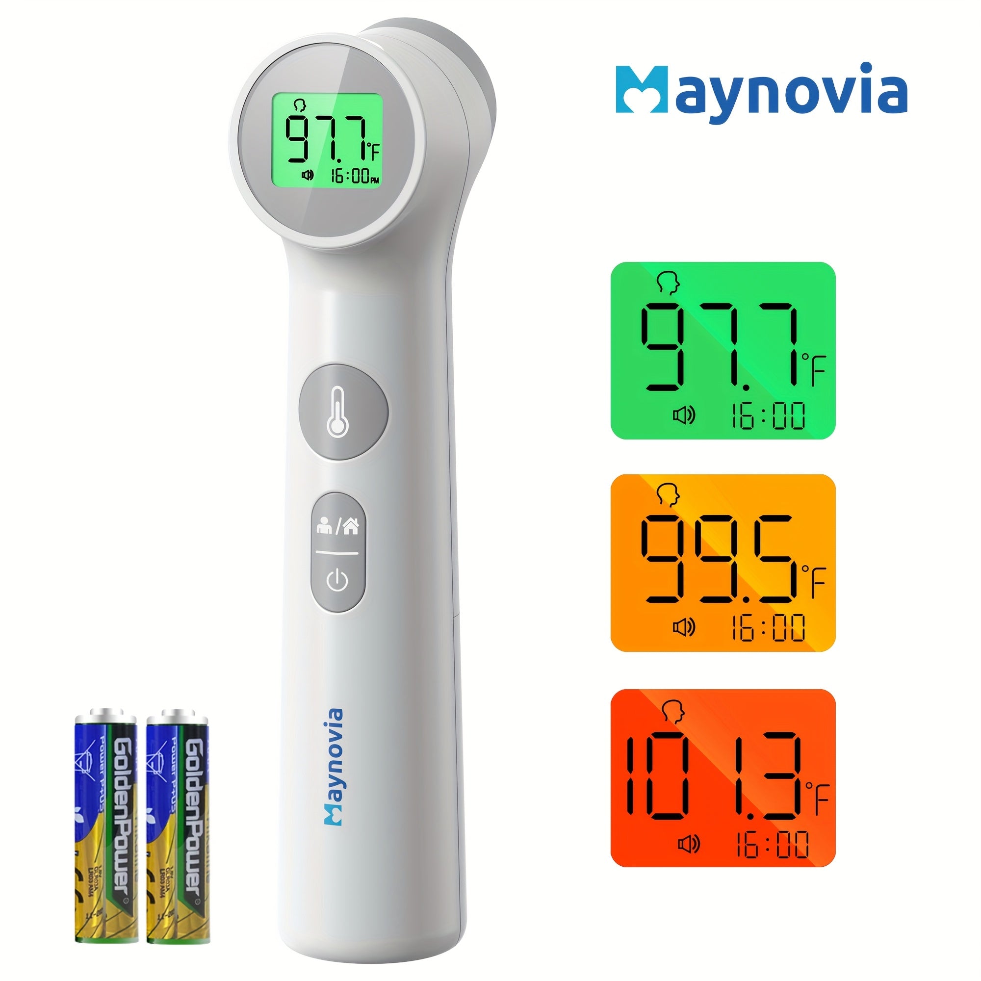 [Maynovia Thermometer] Maynovia Digital Thermometer | Accurate & Fast 1-Second Fever Detection With Alarm, Easy-to-Read LCD Display, Battery Operated - Ideal For Healthcare, All-Ages No-Touch Thermometer For Fever