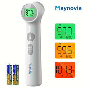 [Maynovia Thermometer] Maynovia Digital Thermometer | Accurate & Fast 1-Second Fever Detection With Alarm, Easy-to-Read LCD Display, Battery Operated - Ideal For Healthcare, All-Ages No-Touch Thermometer For Fever