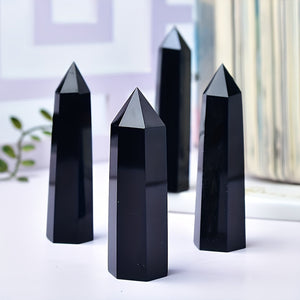 1pc Natural Obsidian Obelisk, Dragon Crystal , Natural Quartz Home Decor, Reiki Polished Point Stone Decoration Crafts