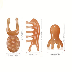 3pcs Massage Scraping Tools Small Frog Meridian Massage Comb Dolphin Head Massage Comb Octopus Massage Comb