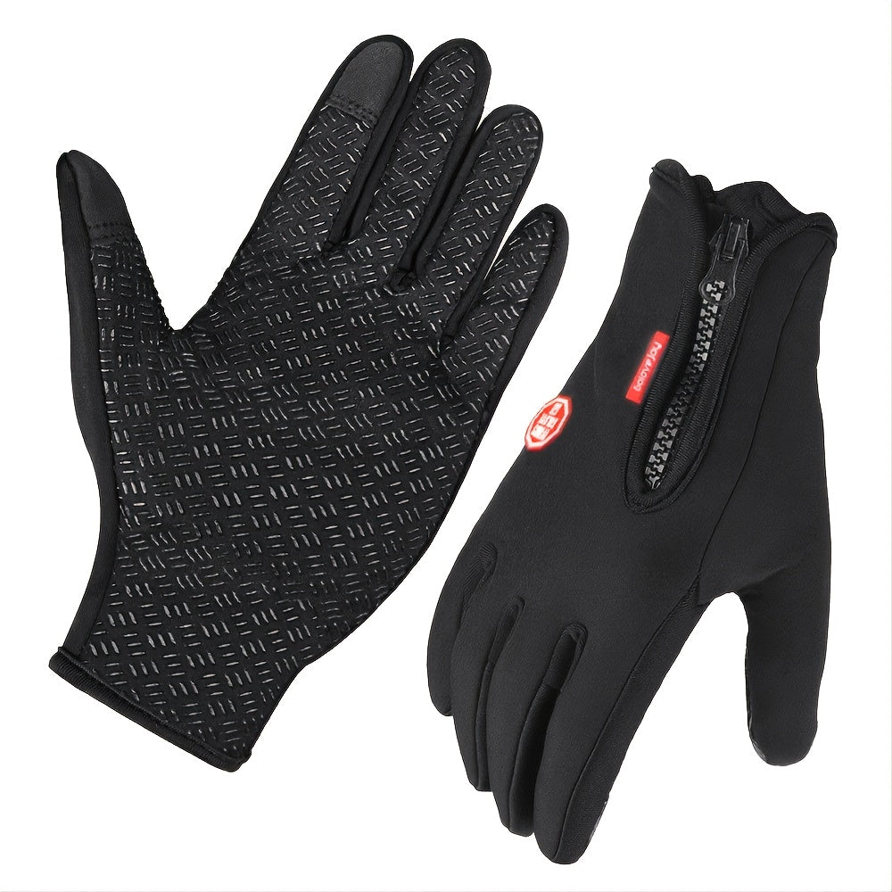 1pair Men's Winter Warm Windproof Warm Touch Screen Usable Gloves,Spandex Material Gloves (Choose Size According To Hand Circumference) , Id