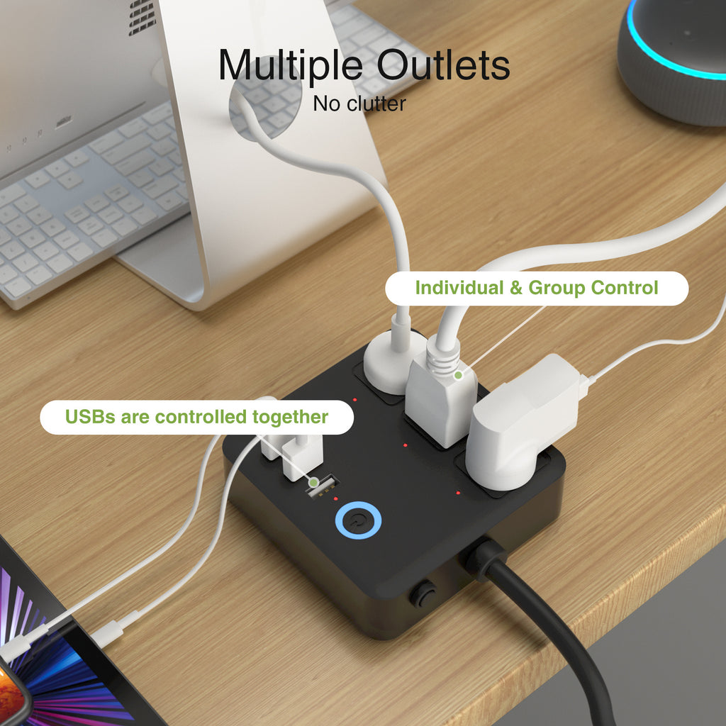 Gosund Smart Power Strip with 3 USB Ports and 3 Individually Controlled Smart Outlets, Voice Control Compatible with Alexa & Google Home, Works with Gosund & Tuya APP, 4ft/ 1.2M Power Cord, Timer Function, Surge Protection, 2.4GHz Wi-Fi Only, US Plug, Ide