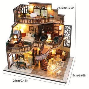 Mini Doll House Kit 3d Three-dimensional Puzzle Diy Handmade Cottage Villa Home Kit Creative Room With Furniture, Assembled Model House,  Mi