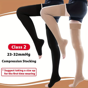 [Compression Stockings, Thigh High] 20-30mmHg Compression Stockings - Thigh High 1 Pair Open Toe Over The Knee Nursing Socks - Plus Size S-5XL, Graduated Support