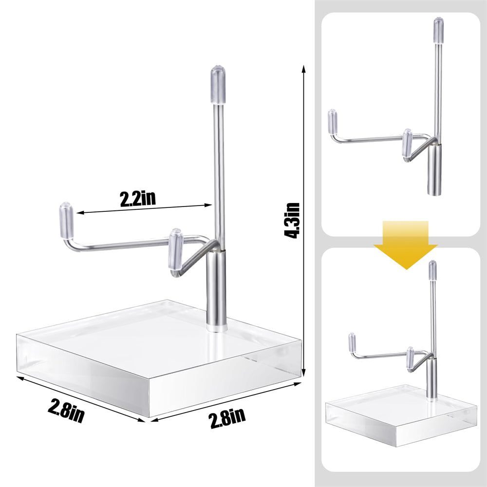 4 Pcs Adjustable Metal Arm Display Stand Easel with Acrylic Base Rock Display Easel Holder Acrylic Easel Crystal Display Stand Clear Plate Stand for Geodes Mineral Agate