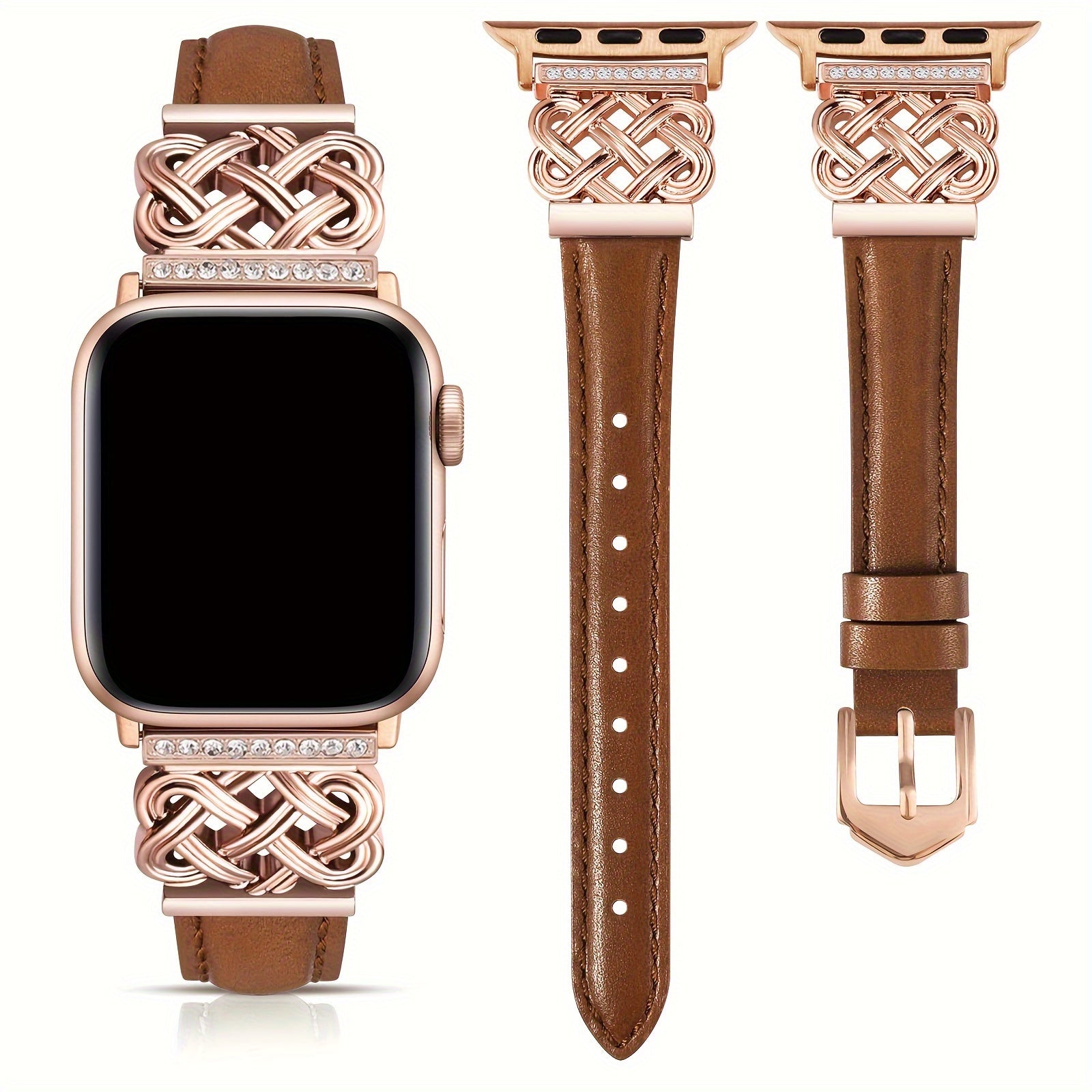 Leather Strap Compatible With Iwatch Strap 38/40/41/42/44/45/49mm Ladies, Slim Leather Strap With Designer's Careful Interlocking, Stylish Strap For IWatch Series 9/8/7/6/5/SE/4/3/2/1 Ultra/Ultra 2 Strap Replacement