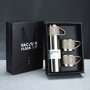 Vacuum Flask Set, Business Thermal Mug 500ml/16.9oz, Stainless Steel Vacuum Insulated Bottle With Cup For Coffee Hot Drink And Cold Drink, W