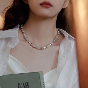 Women's Elegant Freshwater Pearl Necklace, Classic Style, Versatile and Elegant Accessory, Elegant Pearl Necklace with Shell - Simple and Sexy Style, Suitable for Daily and Party Occasions, Perfect Valentine's Day Gift, Suitable for All Seasons