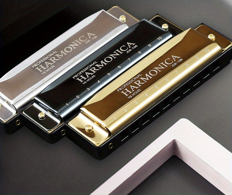 Professional Blues Harmonica 10 Holes C Key Blues Harp With Hard Case Perfect For Beginners Students Adults Professionals As Gifts