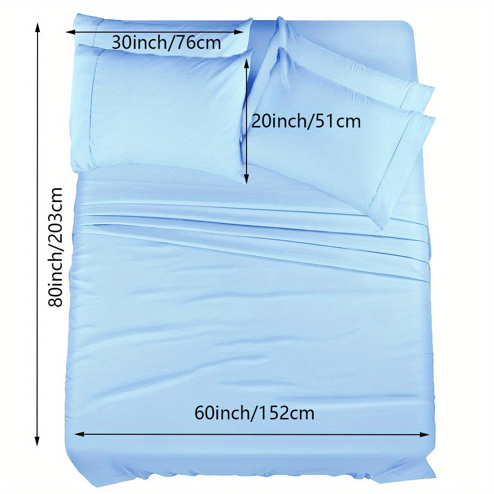 4/6pcs Luxury Cool Fitted Sheet Set, Wrinkle, Fade, Mattress Cover with Deep Pocket, Soft Comfortable Breathable Bedding Set, for Bedroom Hotel (1*Flat Sheet + 1* Fitted Sheet + 2/4*Pillowcases, Without Core)